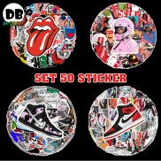 [Set 50 Cái] Sticker dán laptop, mũ nón bảo hiểm, vali, xe tay ga phong cách graffiti dễ thương